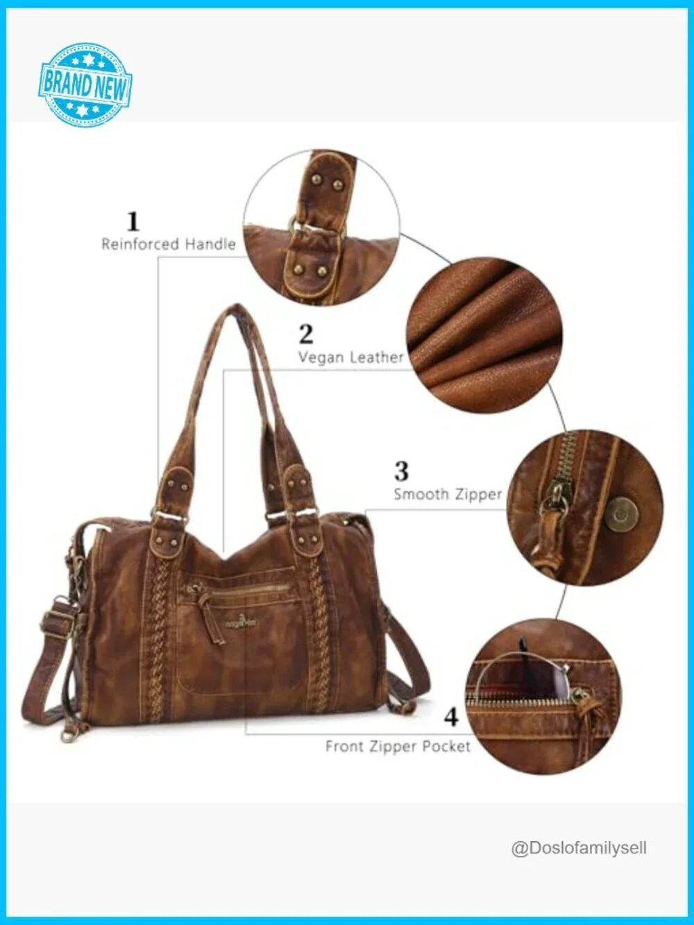 Vegan Leather Hobo Satchel Handbag Large Tote Shoulder Bag Laptop Purse